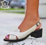 Сандали на ток - бежова ЕСТЕСТВЕНА кожа - 42, снимка 2