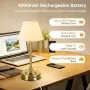 Безжична настолна лампа OUTON с touch димиране и USB-C, златиста, снимка 5