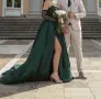 Луксозна изумруденозелена рокля, снимка 5