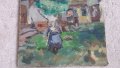 Стара Картина Селски пейзаж( маслени бои, платно) /М.Минков, снимка 3