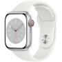 Apple Watch 8, GPS, Cellular, Корпус Silver Aluminium 41mm, White Sport Band, снимка 1 - Смарт гривни - 38016672