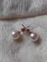 Златни обеци с перли 9 мм., снимка 3