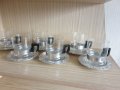 Ретро чаши за чай от йенско стъкло с метални подложки, снимка 4