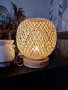 Нова Нощна настолна лампа от Бамбуков абажур Спалня Трапезария Парти Градина, снимка 7