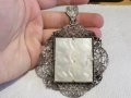 Старинен нагръден знак Богородица с бял седеф - внос ИЗраел, Йерусалим религия, снимка 6