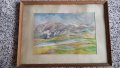 СТАРА КАРТИНА ПЕЙЗАЖ 69 г. акварел рамкирана / Дабов, снимка 6