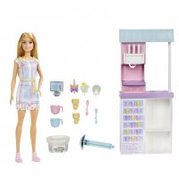 BARBIE Cooking&Baking Магазинчето за сладолед на Barbie® HCN46, снимка 6 - Кукли - 38396866