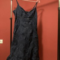 Тъмно синя дълга рокля с дантела , снимка 1 - Рокли - 37089497