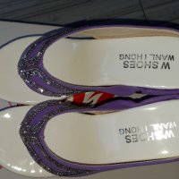 Дамски лилави чехли на висока платформа, снимка 5 - Чехли - 34174883