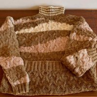 Ръчно плетен пуловер, естествена вълна, снимка 9 - Пуловери - 20115609