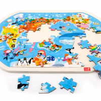 Дървен пъзел Морски Свят - Карта на света в рамка, снимка 2 - Игри и пъзели - 36512126