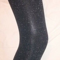 Zara 13-14 г . Плътен чорапогащник в черно със сребристо за тинейджърка или слаба дама , снимка 4 - Други - 42846081