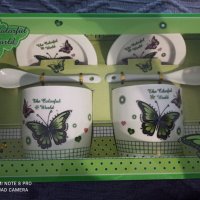 Порцеланови чаши за чай с пеперуди, снимка 1 - Чаши - 31169146