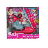Кукла Бети с дете Mercado Trade, Моторна шейна и ски, снимка 3 - Кукли - 42923778