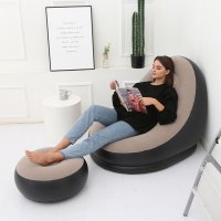 Преносимо надуваемо кресло и табуретка предназначена за почивка и релакс/ Цвят: черен + кафяв , снимка 2 - Дивани и мека мебел - 42760980