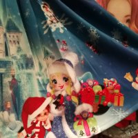 Прекрасна синя рокля със замък от леденото кралство, дядо Коледа, снежен човек, Снежанка, снимка 1 - Детски рокли и поли - 38946543