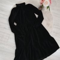 Черна рокля плюш , снимка 1 - Рокли - 44384919