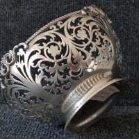 Сребърна ажурна сребро купа чаша тас Стара Англия 1913г Шефилд, снимка 5 - Антикварни и старинни предмети - 37943716