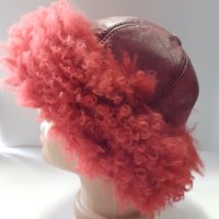 Дамска шапка естествена кожа ,червена -14, снимка 2 - Шапки - 30925170