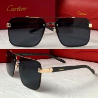 Cartier висок клас мъжки слънчеви очила с дървени дръжки, снимка 1 - Слънчеви и диоптрични очила - 42830684