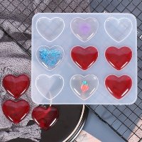 9 сърца сърце прозрачен силиконов молд форма фондан шоколад смола гипс украса, снимка 4 - Форми - 29997547