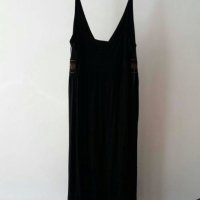 Черна ХМ памучна рокля с презрамки под коляното, снимка 4 - Рокли - 29476320