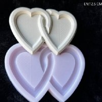 2 големи вплетени сърца сърце рамка силиконов молд форма калъп гипс шоколад декор, снимка 1 - Форми - 37744645