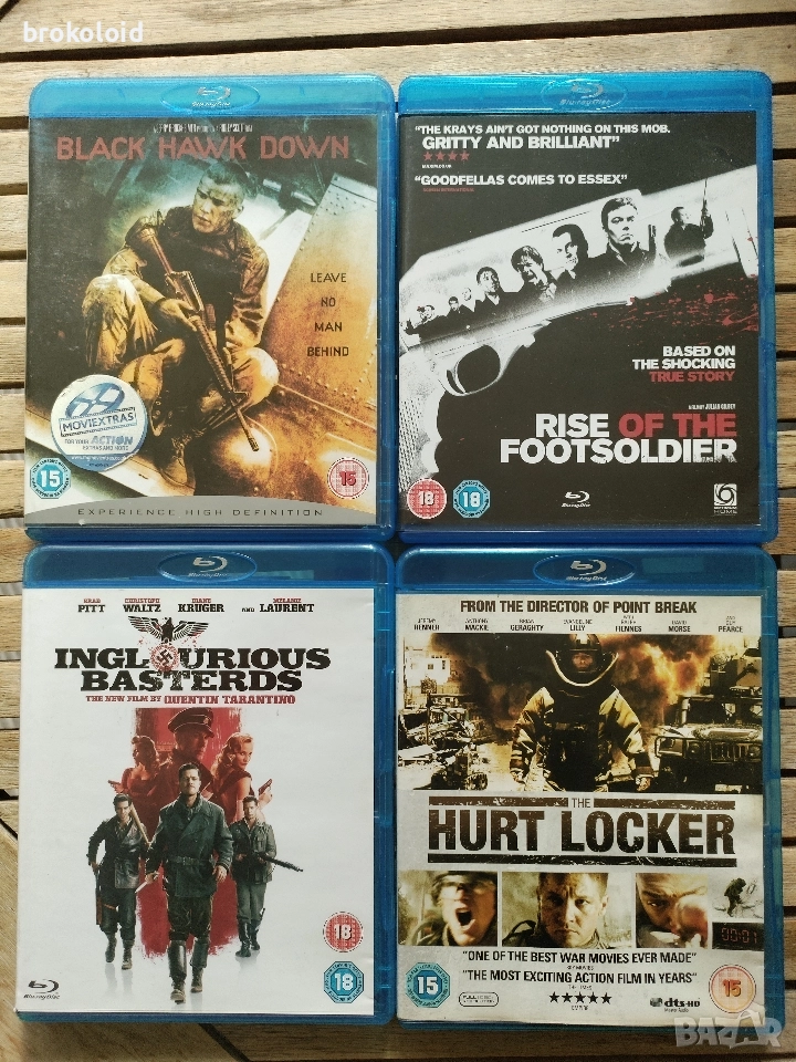 inglorious basterds гадни копилета black hawk down rise of the footsoldier hurt locker blu ray, снимка 1