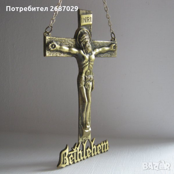 Разпятие Исус Кръст пано религия, Джон Бон Джоуви, старо настолно, кръстове, снимка 1