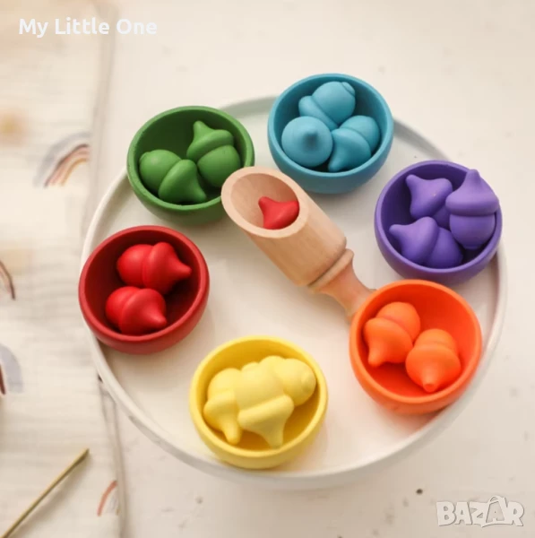 Цветни жълъди за сортиране, снимка 1