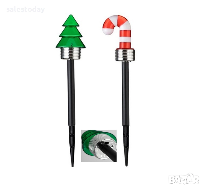 Градински коледен фенер Коледна елха и бастунче, снимка 1