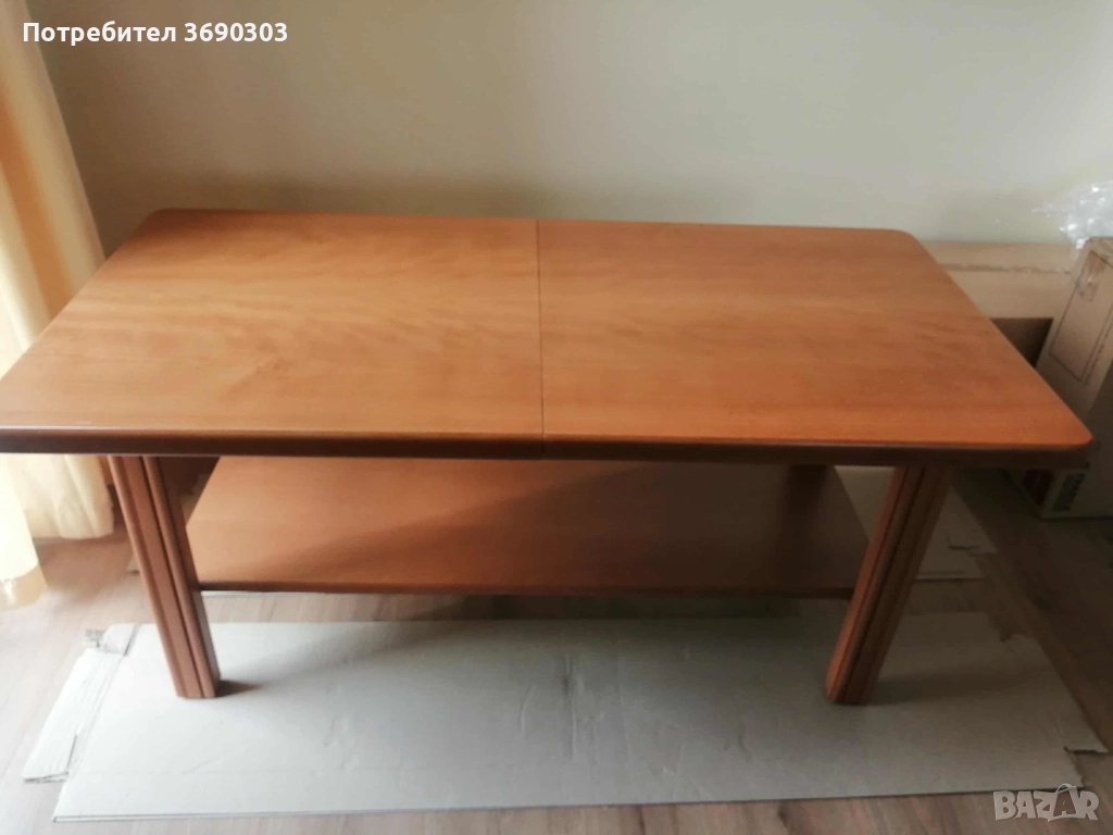 Разстегателна маса дължина 120+30/ ширина 60/ височина 57 см, масив, стабилна и тежка, 240 лв, снимка 1