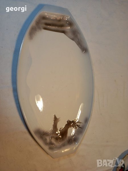 Немско голямо порцеланово плато с елени   18/2, снимка 1