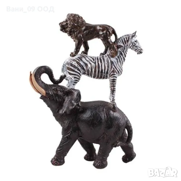 Статуетка-слон, зебра и лъв, снимка 1