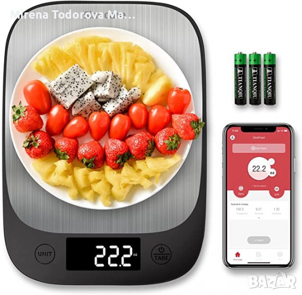Дигитални кухненски везнас приложение за хранителен анализ,за отслабване, кето, макро, калории, снимка 1