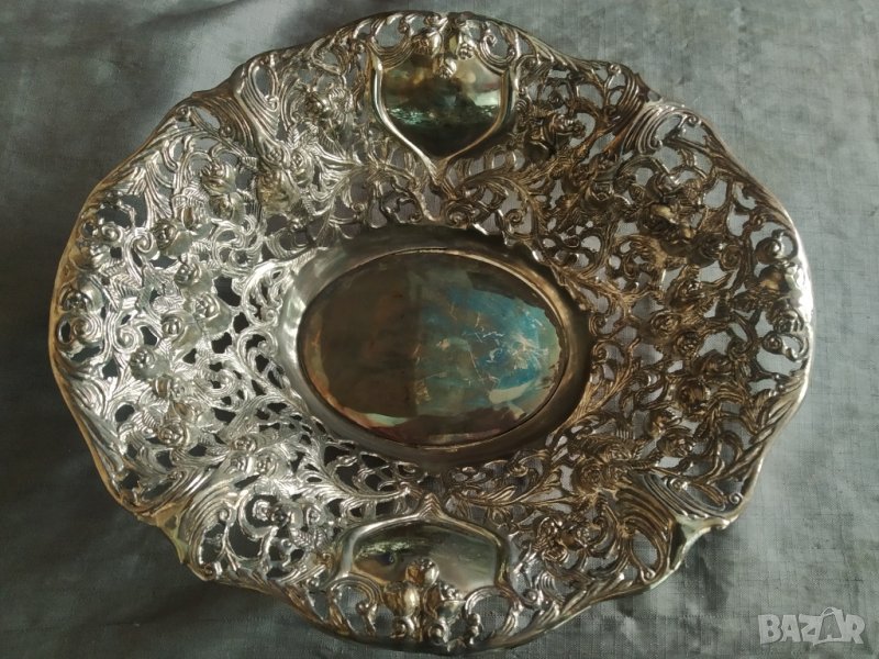 посребрена метална фруктиера в стил арт деко, снимка 1