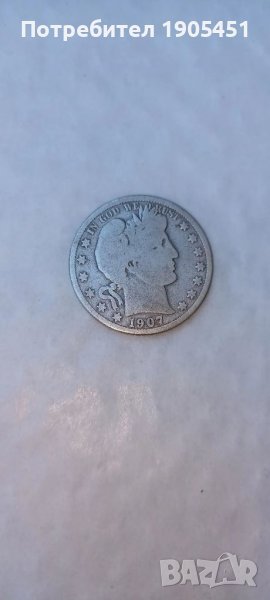 Бърбър half долар.САЩ.Сребро.1907г., снимка 1