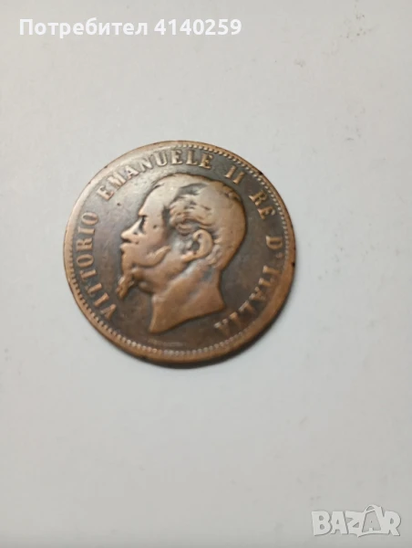 Италия монета 10 чентезими 1866 г , снимка 1