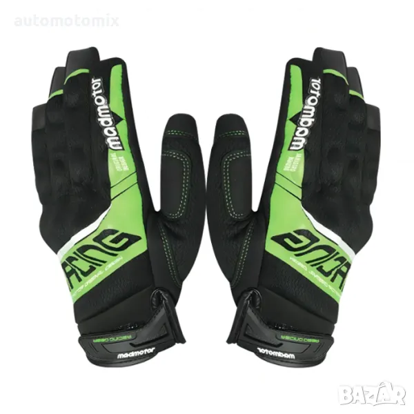 МОТО РЪКАВИЦИ С ПРОТЕКТОРИ, ТЕКСТИЛ, ЗЕЛЕНИ - 721178, снимка 1