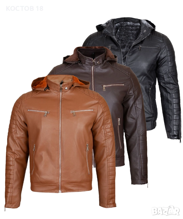 Мъжко зимно кожено яке – 3459, снимка 1