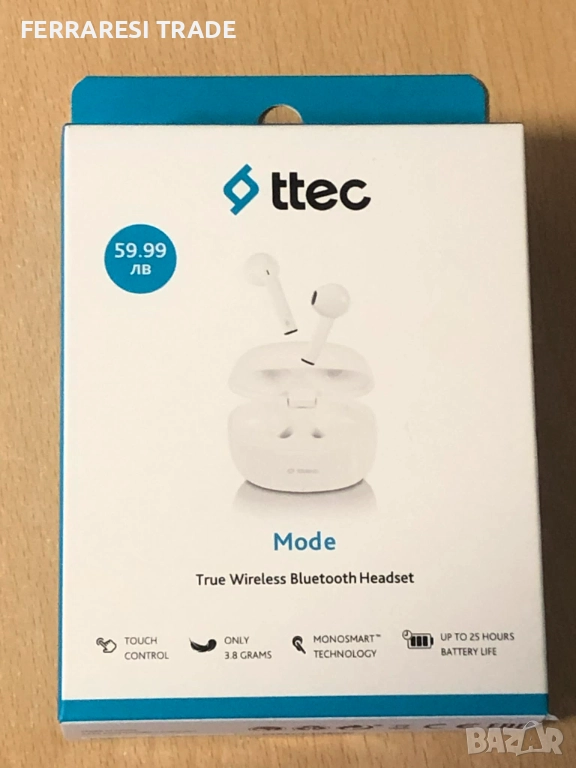 ttec Bluetooth слушалки бели , снимка 1