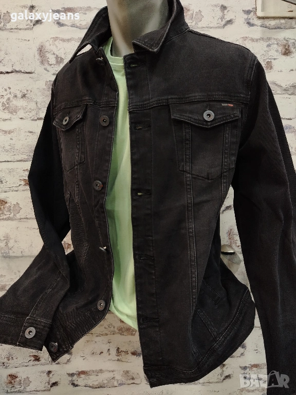 Viman- черно дънково яке, класика модел, леко избеленo, с 4 джоба, с еластан, снимка 1