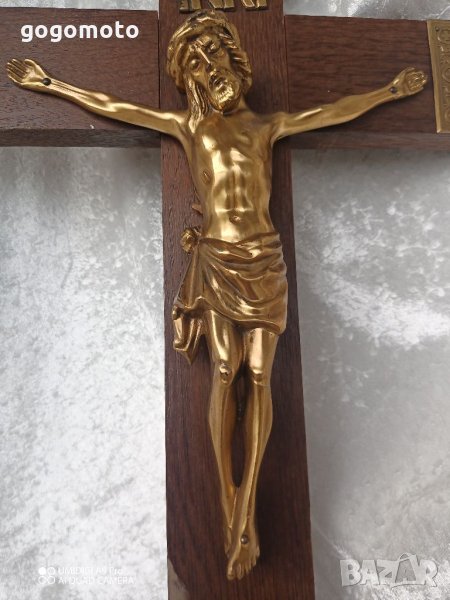 Стар кръст разпятие Христово,голям,тежък кръст от божи гроб,донесен преди 50,Исус Христос, снимка 1