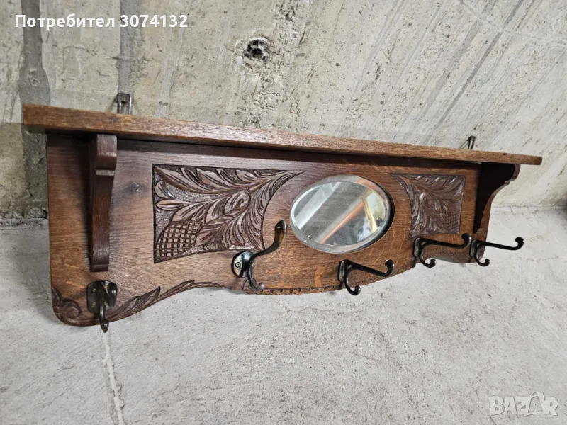 Закачалка за стена с дърворезба, снимка 1