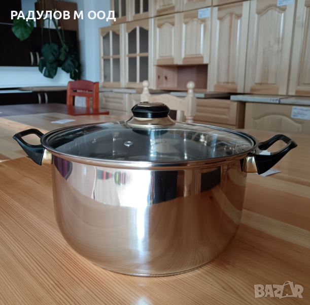 Тенджера неръждаема стомана 5 литра, стъклен капак , снимка 1