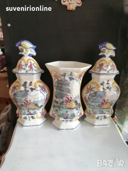 стар комплект вази японски порцелан с печат, снимка 1