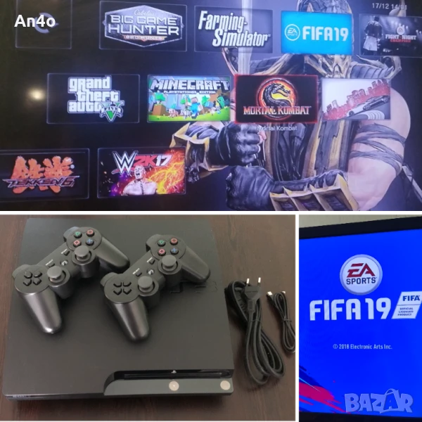 Хакнат Плейстейшън 3/Ps3/Playstation 3/ПС3 с 2 джойстика и игри, снимка 1