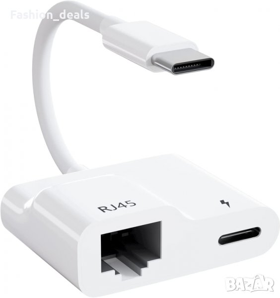 Нов USB C към Ethernet адаптер мрежов конвертор с PD 60W зареждане за MacBook Pro/Air, снимка 1