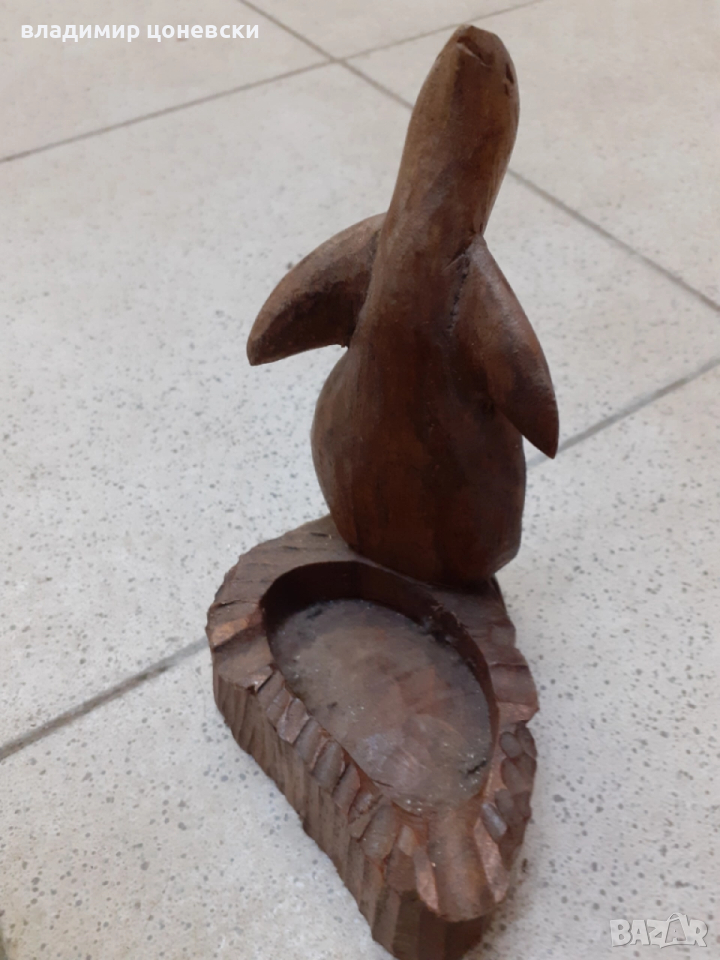 Дървен пепелник костенурка ръчна изработка, снимка 1