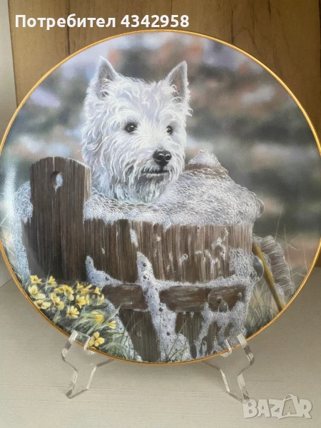 Колекционерска порцеланова чиния за стена от ограничена серия « Westies “., снимка 1